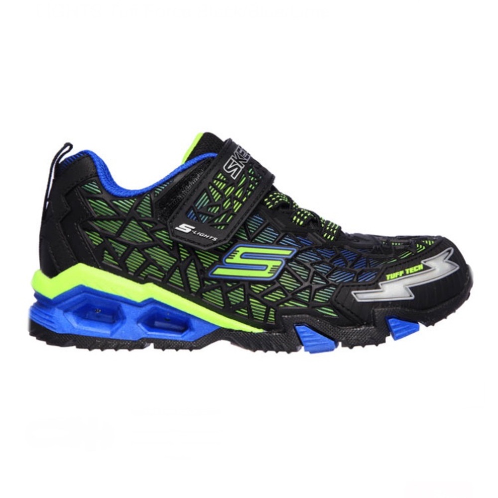 Boys Skechers Kids Hydro LIGHTS Tuff Force Black/Blue/Lime Size 7 US